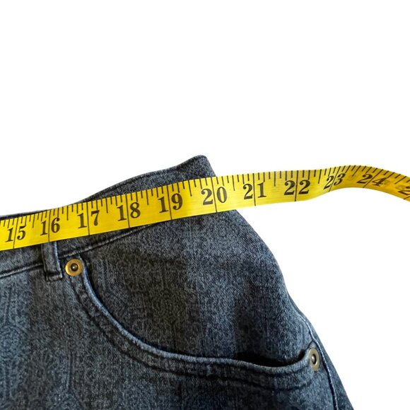 Allison Daley Plus Crop Jeans Gray Black Floral Print Stretch Waist Panels 22W - Picture 9 of 15